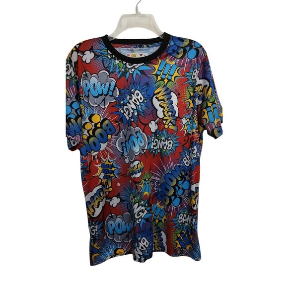 M698) Oh Snap! Drill Clothing Co Blue Comic Bubble Pop Art Graphic Tee Large - Picture 1 of 6